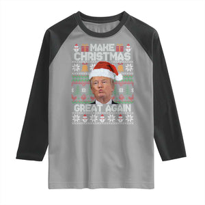 Funny Christmas Trump Raglan Shirt Make Xmas Great Again Donald Kiss Pajamas TS02 Sport Gray Black Print Your Wear