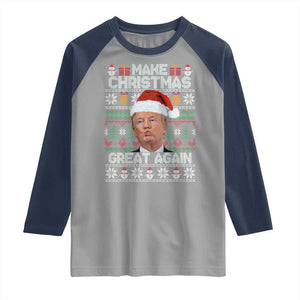 Funny Christmas Trump Raglan Shirt Make Xmas Great Again Donald Kiss Pajamas TS02 Sport Gray Navy Print Your Wear