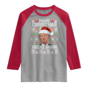 Funny Christmas Trump Raglan Shirt Make Xmas Great Again Donald Kiss Pajamas TS02 Sport Gray Red Print Your Wear