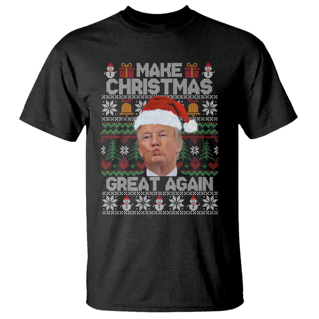 Funny Christmas Trump T Shirt Make Xmas Great Again Donald Kiss Pajamas TS02 Black Print Your Wear