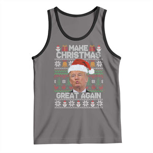 Funny Christmas Trump Tank Top Make Xmas Great Again Donald Kiss Pajamas TS02 Deep Heather Black Print Your Wear