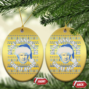 Funny Hanukkah Trump Christmas Ornament Make Hanukkah Great Again Retro Vintage Santa Donald TS02 Oval Gold Print Your Wear