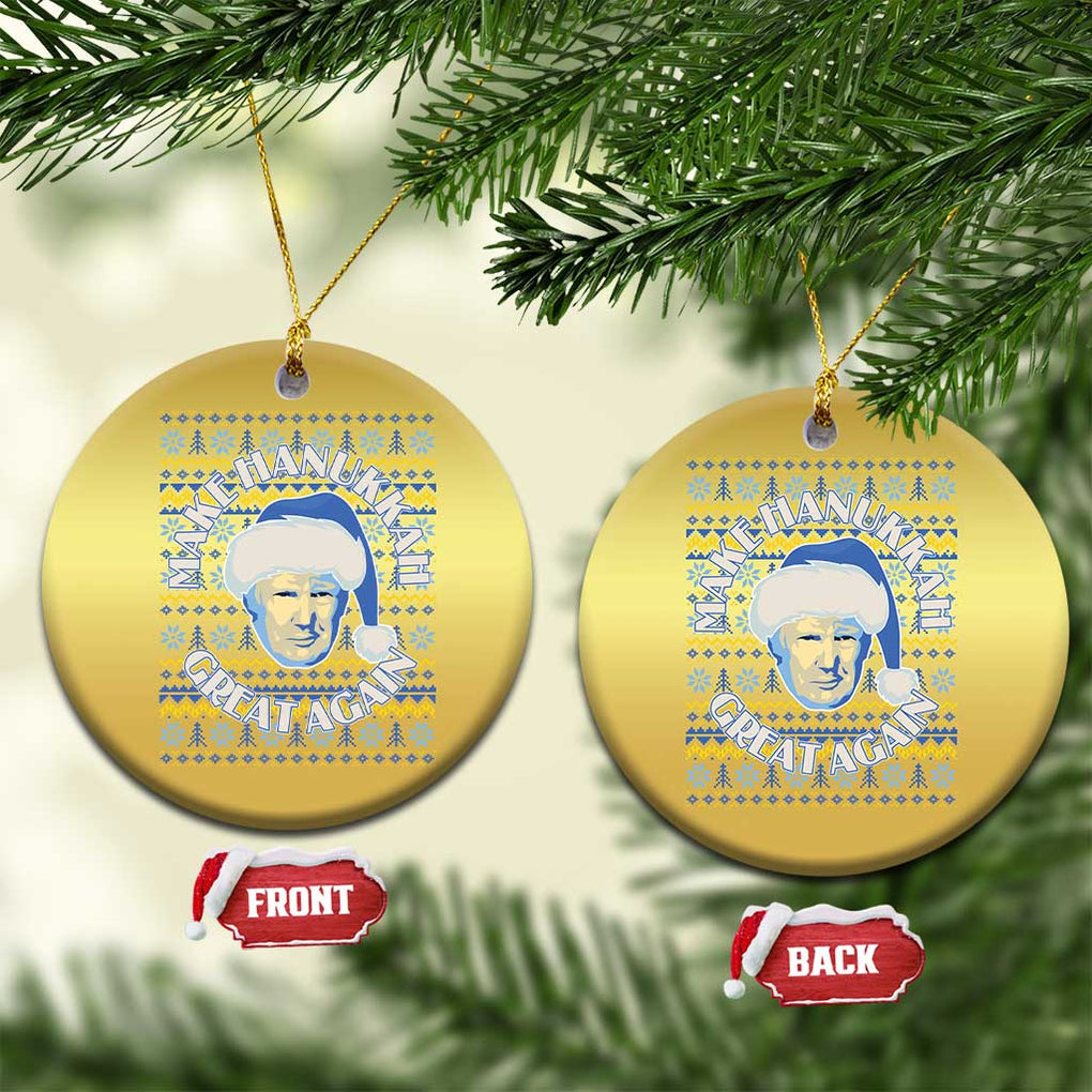 Funny Hanukkah Trump Christmas Ornament Make Hanukkah Great Again Retro Vintage Santa Donald TS02 Circle Gold Print Your Wear