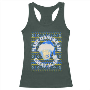 Funny Hanukkah Trump Racerback Tank Top Make Hanukkah Great Again Retro Vintage Santa Donald TS02 Dark Forest Green Print Your Wear