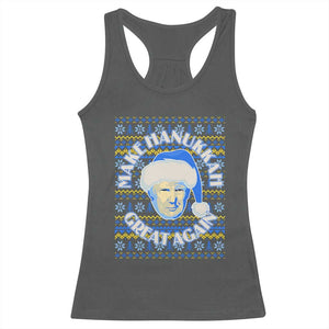 Funny Hanukkah Trump Racerback Tank Top Make Hanukkah Great Again Retro Vintage Santa Donald TS02 Dark Heather Print Your Wear