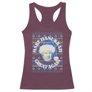 Funny Hanukkah Trump Racerback Tank Top Make Hanukkah Great Again Retro Vintage Santa Donald TS02 Maroon Print Your Wear