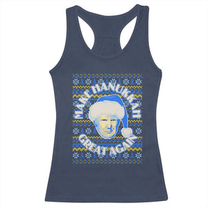 Funny Hanukkah Trump Racerback Tank Top Make Hanukkah Great Again Retro Vintage Santa Donald TS02 Navy Print Your Wear