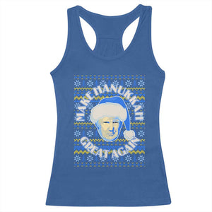 Funny Hanukkah Trump Racerback Tank Top Make Hanukkah Great Again Retro Vintage Santa Donald TS02 Royal Blue Print Your Wear