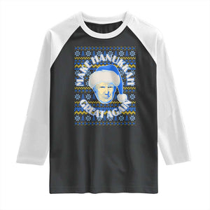 Funny Hanukkah Trump Raglan Shirt Make Hanukkah Great Again Retro Vintage Santa Donald TS02 Black White Print Your Wear