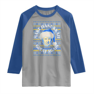 Funny Hanukkah Trump Raglan Shirt Make Hanukkah Great Again Retro Vintage Santa Donald TS02 Sport Gray Royal Print Your Wear