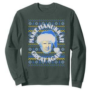 Funny Hanukkah Trump Sweatshirt Make Hanukkah Great Again Retro Vintage Santa Donald TS02 Dark Forest Green Print Your Wear