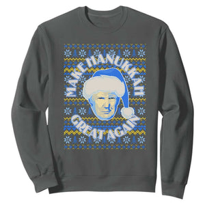 Funny Hanukkah Trump Sweatshirt Make Hanukkah Great Again Retro Vintage Santa Donald TS02 Dark Heather Print Your Wear