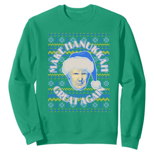 Funny Hanukkah Trump Sweatshirt Make Hanukkah Great Again Retro Vintage Santa Donald TS02 Irish Green Print Your Wear