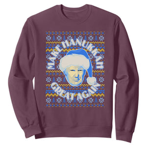 Funny Hanukkah Trump Sweatshirt Make Hanukkah Great Again Retro Vintage Santa Donald TS02 Maroon Print Your Wear