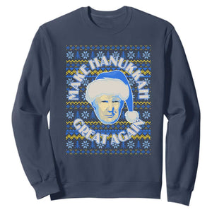 Funny Hanukkah Trump Sweatshirt Make Hanukkah Great Again Retro Vintage Santa Donald TS02 Navy Print Your Wear