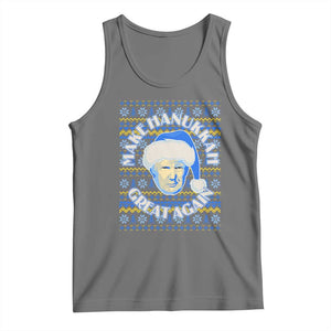 Funny Hanukkah Trump Tank Top Make Hanukkah Great Again Retro Vintage Santa Donald TS02 Black Heather Print Your Wear