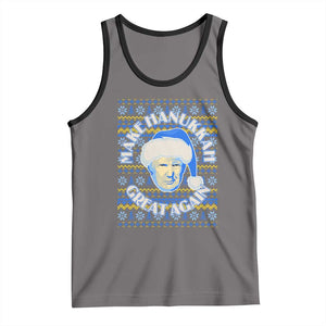 Funny Hanukkah Trump Tank Top Make Hanukkah Great Again Retro Vintage Santa Donald TS02 Deep Heather Black Print Your Wear