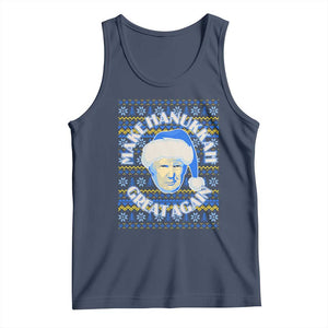 Funny Hanukkah Trump Tank Top Make Hanukkah Great Again Retro Vintage Santa Donald TS02 Navy Print Your Wear