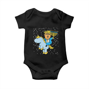 Funny Hanukkah Trump Baby Onesie Riding Unicorn Menorah Jewish Chanukah Gift TS02 Black Print Your Wear