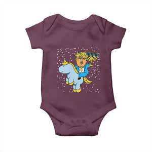 Funny Hanukkah Trump Baby Onesie Riding Unicorn Menorah Jewish Chanukah Gift TS02 Maroon Print Your Wear