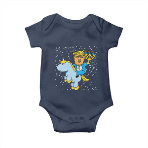 Funny Hanukkah Trump Baby Onesie Riding Unicorn Menorah Jewish Chanukah Gift TS02 Navy Print Your Wear