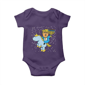 Funny Hanukkah Trump Baby Onesie Riding Unicorn Menorah Jewish Chanukah Gift TS02 Purple Print Your Wear