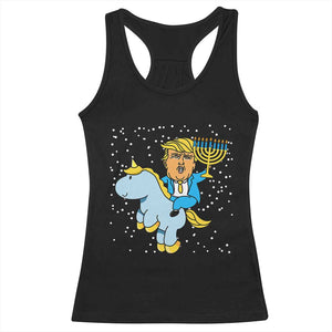 Funny Hanukkah Trump Racerback Tank Top Riding Unicorn Menorah Jewish Chanukah Gift TS02 Black Print Your Wear