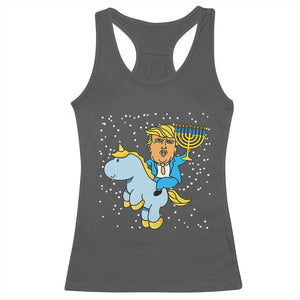 Funny Hanukkah Trump Racerback Tank Top Riding Unicorn Menorah Jewish Chanukah Gift TS02 Dark Heather Print Your Wear