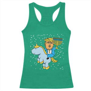 Funny Hanukkah Trump Racerback Tank Top Riding Unicorn Menorah Jewish Chanukah Gift TS02 Irish Green Print Your Wear