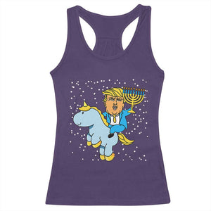 Funny Hanukkah Trump Racerback Tank Top Riding Unicorn Menorah Jewish Chanukah Gift TS02 Purple Print Your Wear