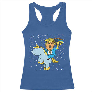 Funny Hanukkah Trump Racerback Tank Top Riding Unicorn Menorah Jewish Chanukah Gift TS02 Royal Blue Print Your Wear