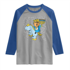 Funny Hanukkah Trump Raglan Shirt Riding Unicorn Menorah Jewish Chanukah Gift TS02 Sport Gray Royal Print Your Wear