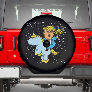 Funny Hanukkah Trump Spare Tire Cover Riding Unicorn Menorah Jewish Chanukah Gift TS02 Black Print Your Wear