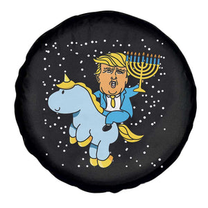 Funny Hanukkah Trump Spare Tire Cover Riding Unicorn Menorah Jewish Chanukah Gift TS02 Print Your Wear