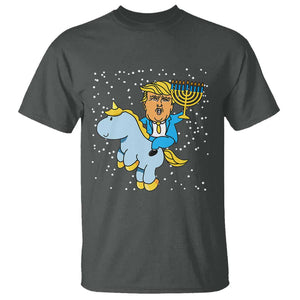 Funny Hanukkah Trump T Shirt Riding Unicorn Menorah Jewish Chanukah Gift TS02 Dark Heather Print Your Wear