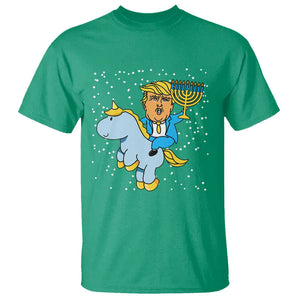 Funny Hanukkah Trump T Shirt Riding Unicorn Menorah Jewish Chanukah Gift TS02 Irish Green Print Your Wear