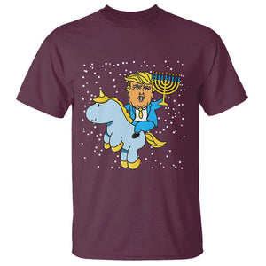 Funny Hanukkah Trump T Shirt Riding Unicorn Menorah Jewish Chanukah Gift TS02 Maroon Print Your Wear