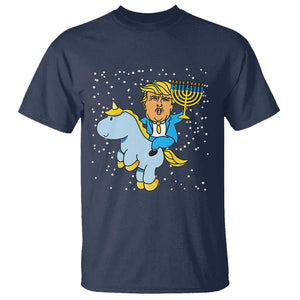 Funny Hanukkah Trump T Shirt Riding Unicorn Menorah Jewish Chanukah Gift TS02 Navy Print Your Wear