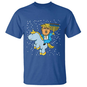 Funny Hanukkah Trump T Shirt Riding Unicorn Menorah Jewish Chanukah Gift TS02 Royal Blue Print Your Wear