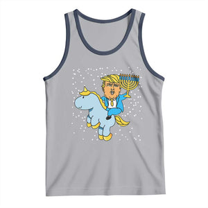 Funny Hanukkah Trump Tank Top Riding Unicorn Menorah Jewish Chanukah Gift TS02 Athletic Heather Navy Print Your Wear