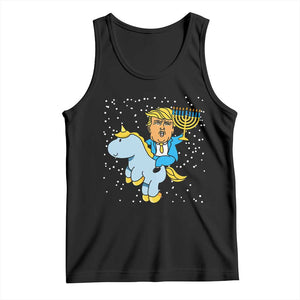 Funny Hanukkah Trump Tank Top Riding Unicorn Menorah Jewish Chanukah Gift TS02 Black Print Your Wear