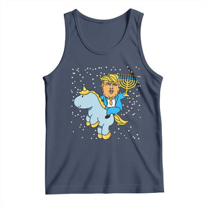 Funny Hanukkah Trump Tank Top Riding Unicorn Menorah Jewish Chanukah Gift TS02 Navy Print Your Wear