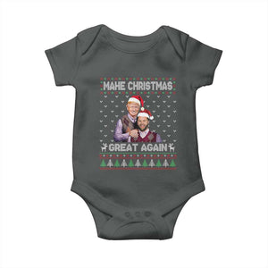 Christmas Trump Vance Baby Onesie Make Xmas Great Again Funny Republicans Ugly Sweater TS02 Dark Heather Print Your Wear