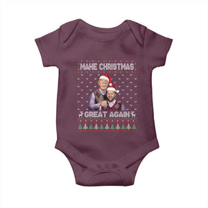 Christmas Trump Vance Baby Onesie Make Xmas Great Again Funny Republicans Ugly Sweater TS02 Maroon Print Your Wear