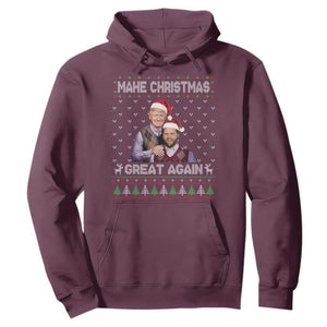 Christmas Trump Vance Hoodie Make Xmas Great Again Funny Republicans Ugly Sweater TS02 Maroon Print Your Wear