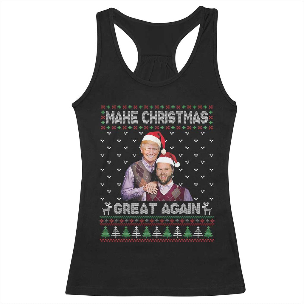 Christmas Trump Vance Racerback Tank Top Make Xmas Great Again Funny Republicans Ugly Sweater TS02 Black Print Your Wear