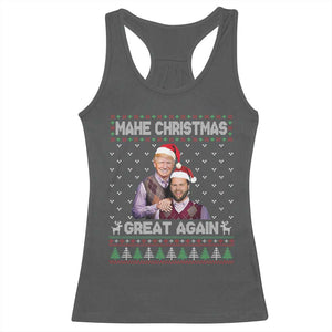 Christmas Trump Vance Racerback Tank Top Make Xmas Great Again Funny Republicans Ugly Sweater TS02 Dark Heather Print Your Wear