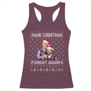 Christmas Trump Vance Racerback Tank Top Make Xmas Great Again Funny Republicans Ugly Sweater TS02 Maroon Print Your Wear