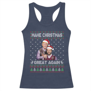 Christmas Trump Vance Racerback Tank Top Make Xmas Great Again Funny Republicans Ugly Sweater TS02 Navy Print Your Wear