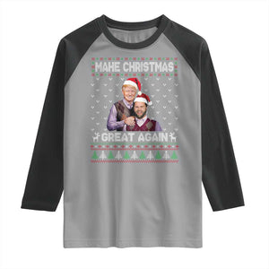 Christmas Trump Vance Raglan Shirt Make Xmas Great Again Funny Republicans Ugly Sweater TS02 Sport Gray Black Print Your Wear